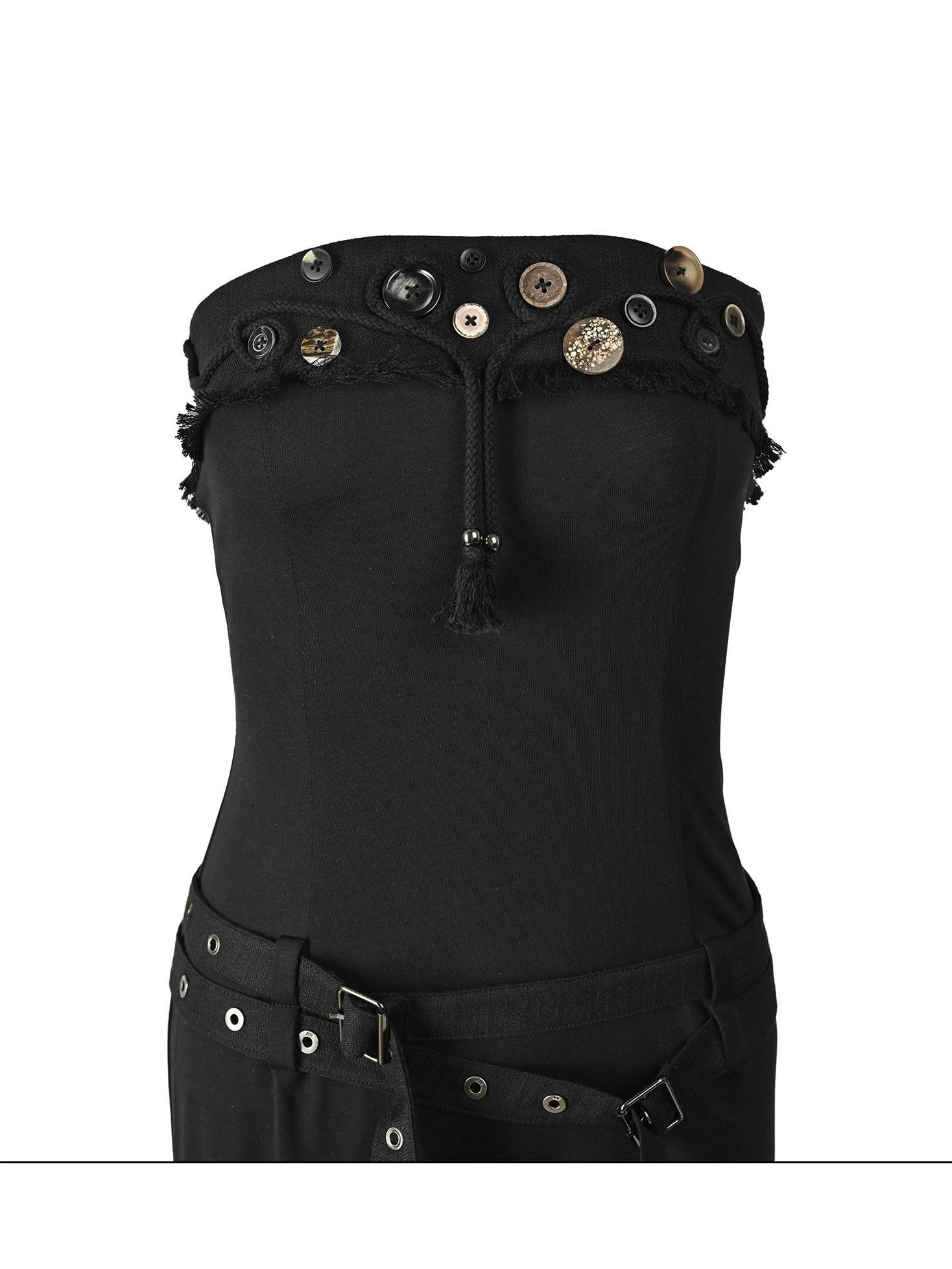 NORTH NODE Compass Print Hand Sewn Button Double Belt Splice Women&