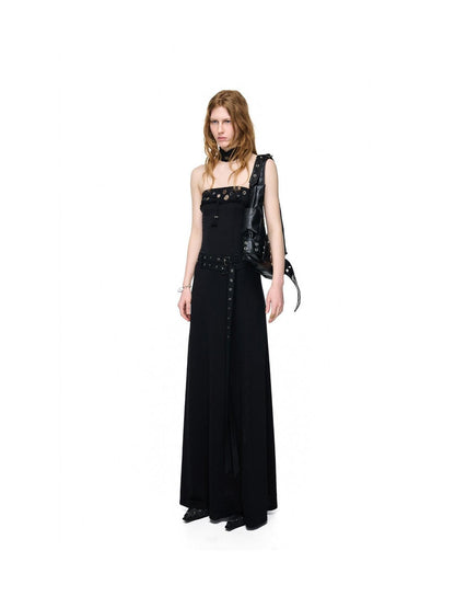 NORTH NODE Compass Print Hand Sewn Button Double Belt Splice Women&