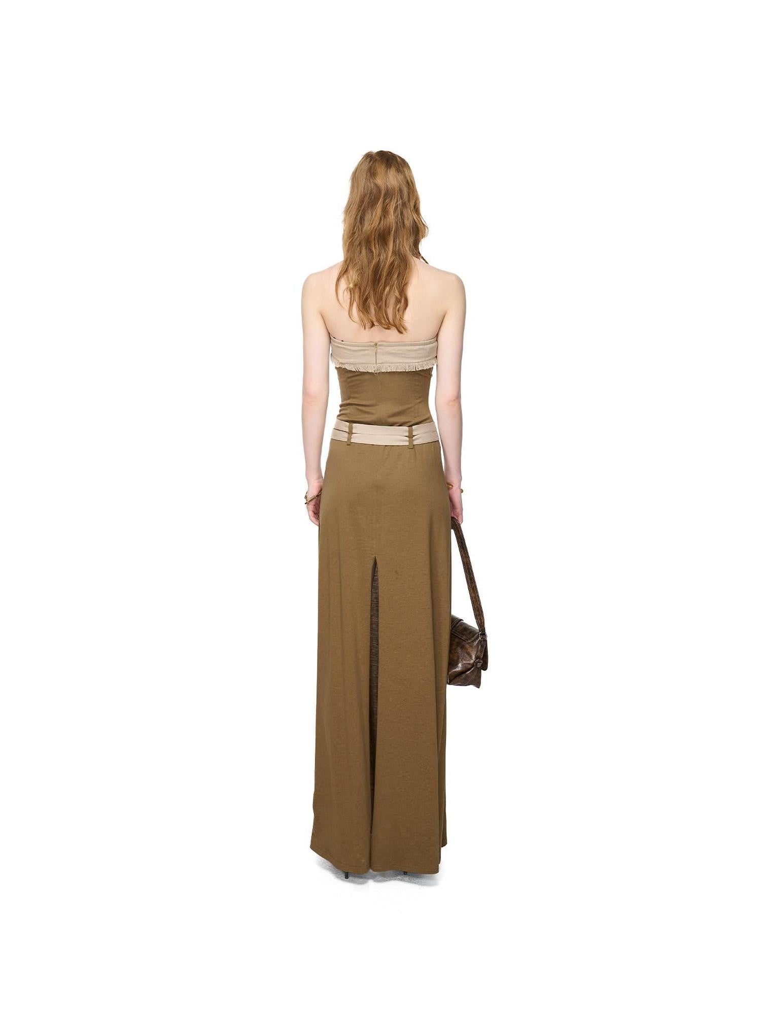 NORTH NODE Compass Print Hand Sewn Button Double Belt Splice Women&