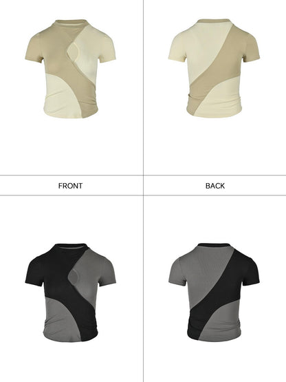 NORTH NODE Contrast Color Cutout Patchwork Distressed Women&
