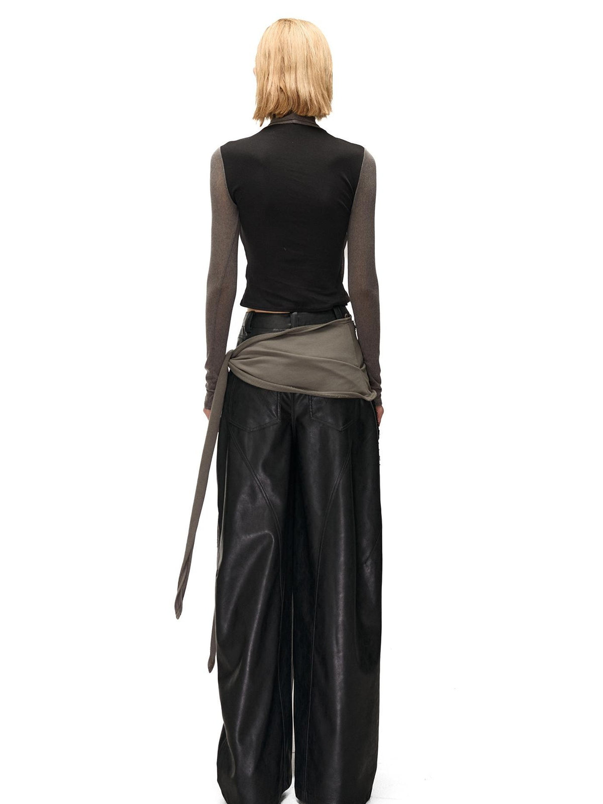 NORTH NODE Cowl Neck Cold Shoulder Patchwork Layered Women&