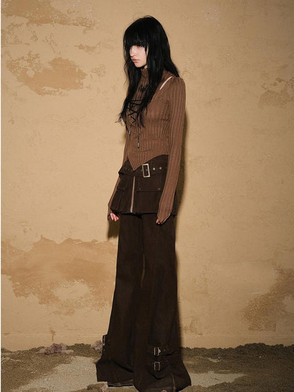 NORTH NODE Cropped Asymmetric Patchwork Slim Women&