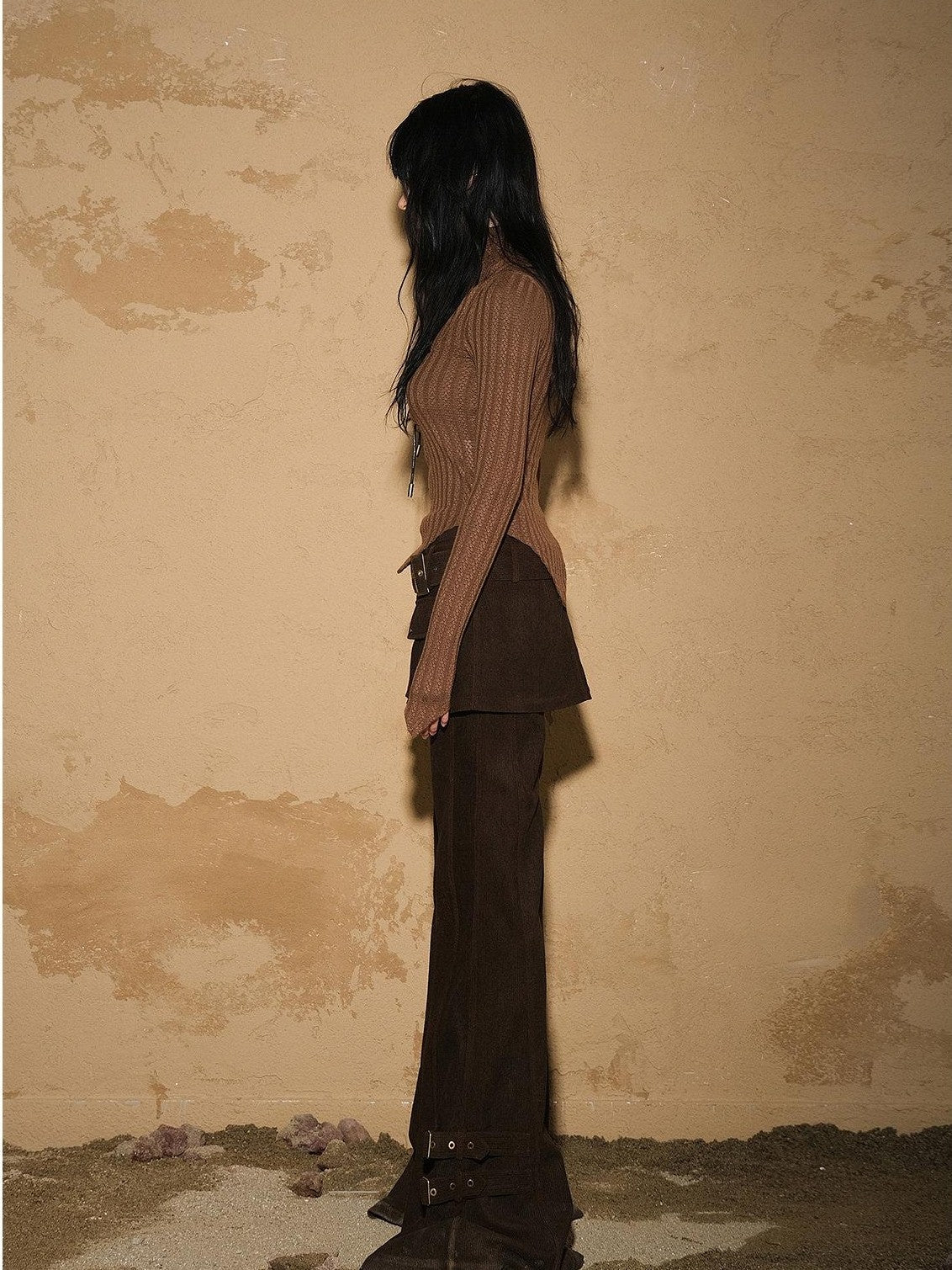 NORTH NODE Cropped Asymmetric Patchwork Slim Women&