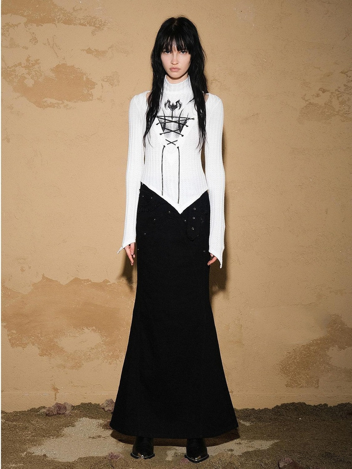 NORTH NODE Cropped Asymmetric Patchwork Slim Women&