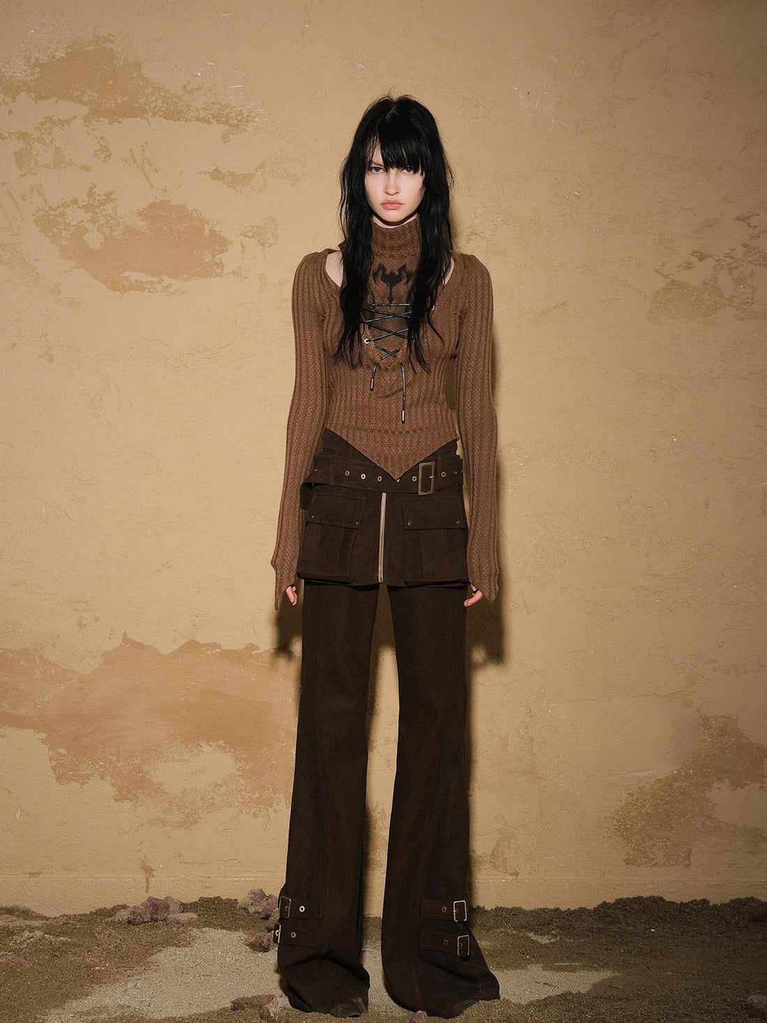 NORTH NODE Cropped Asymmetric Patchwork Slim Women&