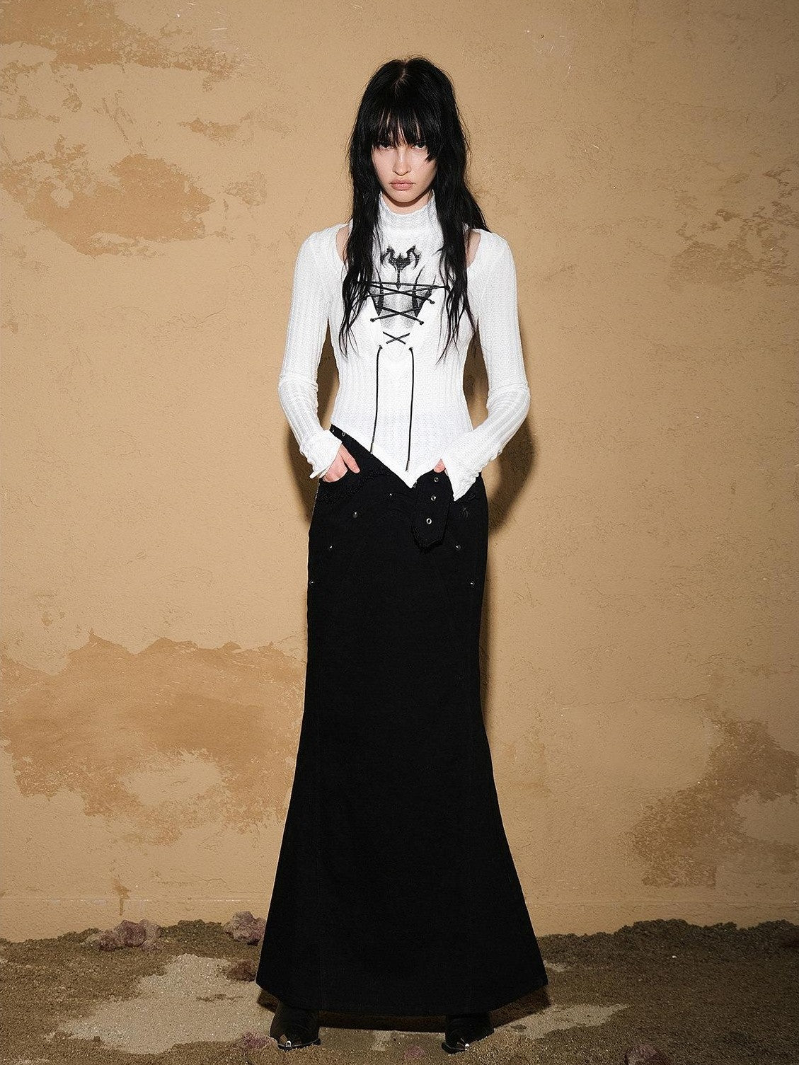 NORTH NODE Cropped Asymmetric Patchwork Slim Women&