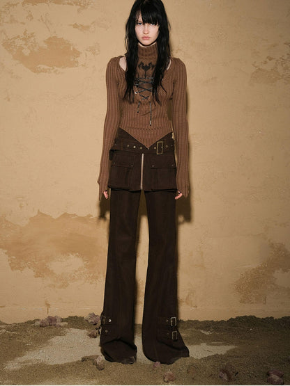 NORTH NODE Cropped Asymmetric Patchwork Slim Women&