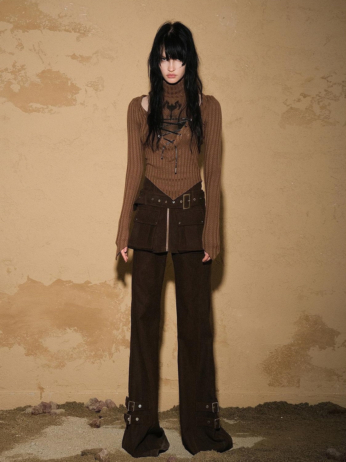 NORTH NODE Cropped Asymmetric Patchwork Slim Women&