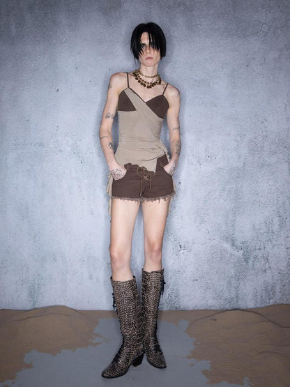 NORTH NODE Cropped Asymmetric Patchwork Women&