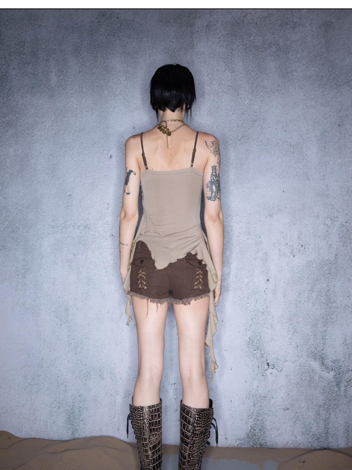 NORTH NODE Cropped Asymmetric Patchwork Women&
