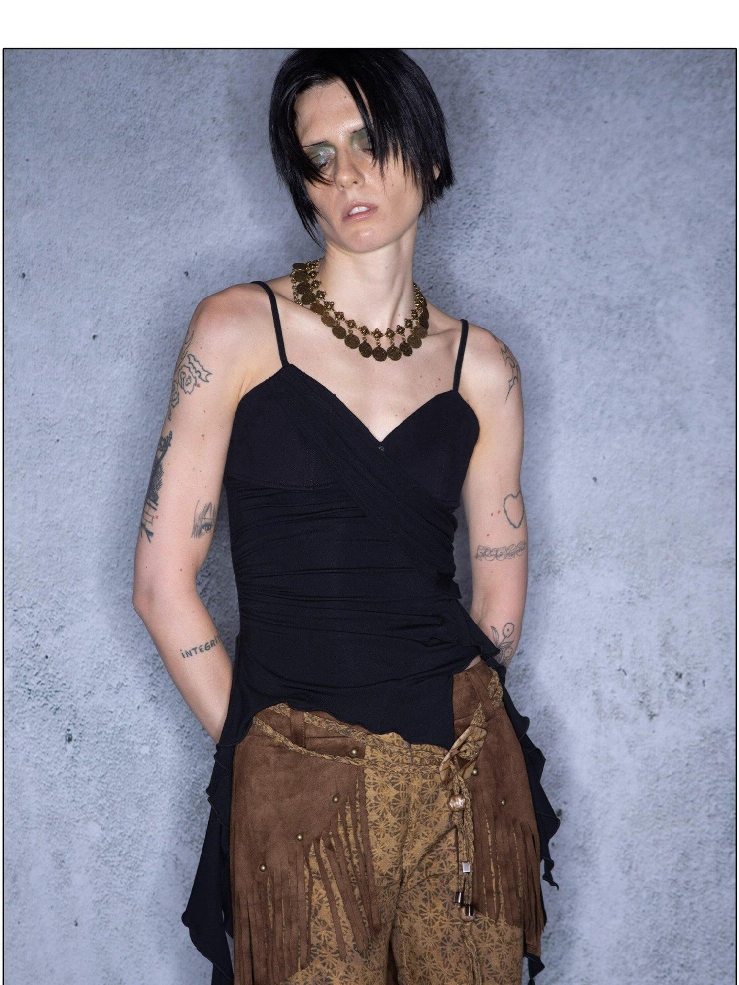 NORTH NODE Cropped Asymmetric Patchwork Women&