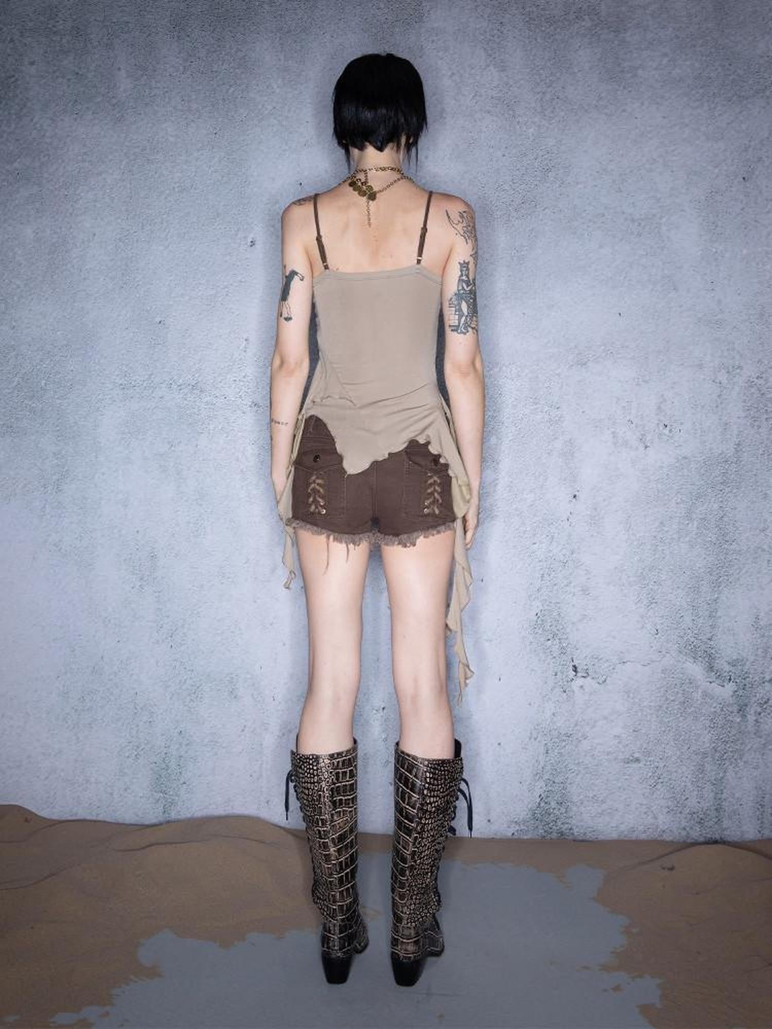 NORTH NODE Cropped Asymmetric Patchwork Women&