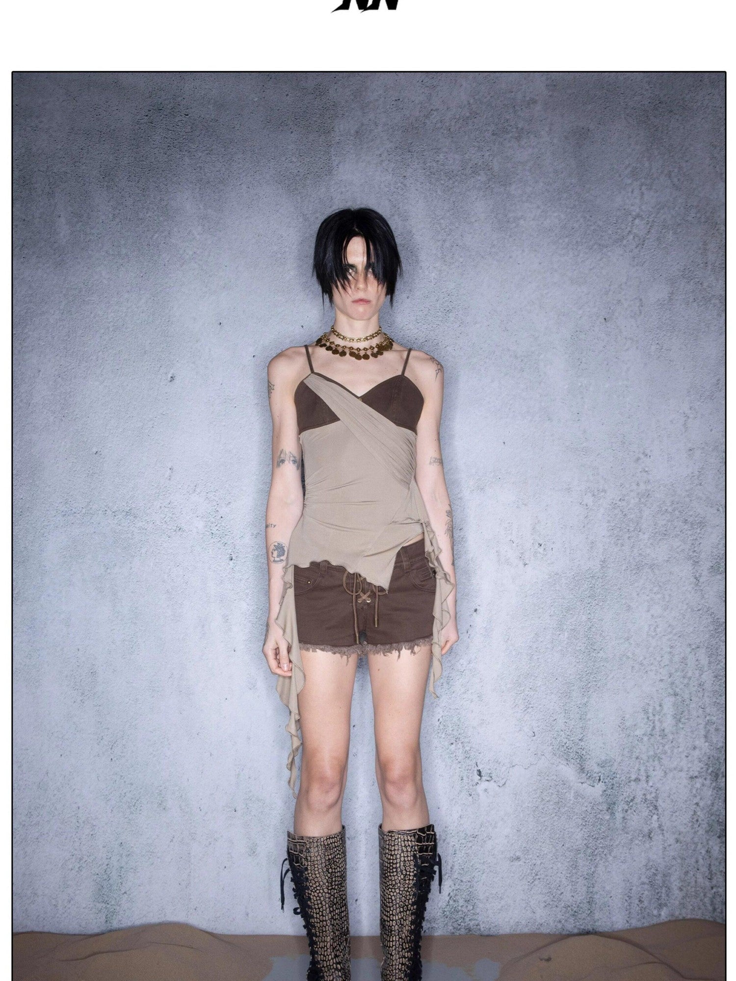 NORTH NODE Cropped Asymmetric Patchwork Women&