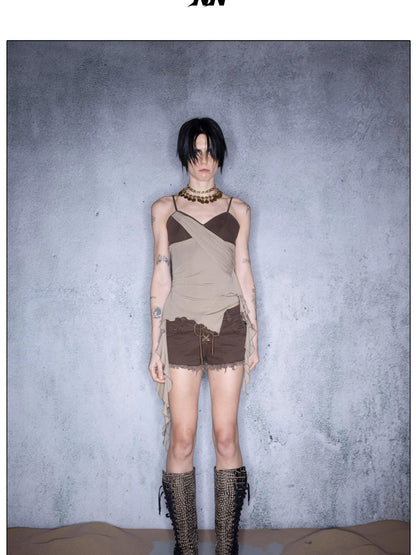 NORTH NODE Cropped Asymmetric Patchwork Women&