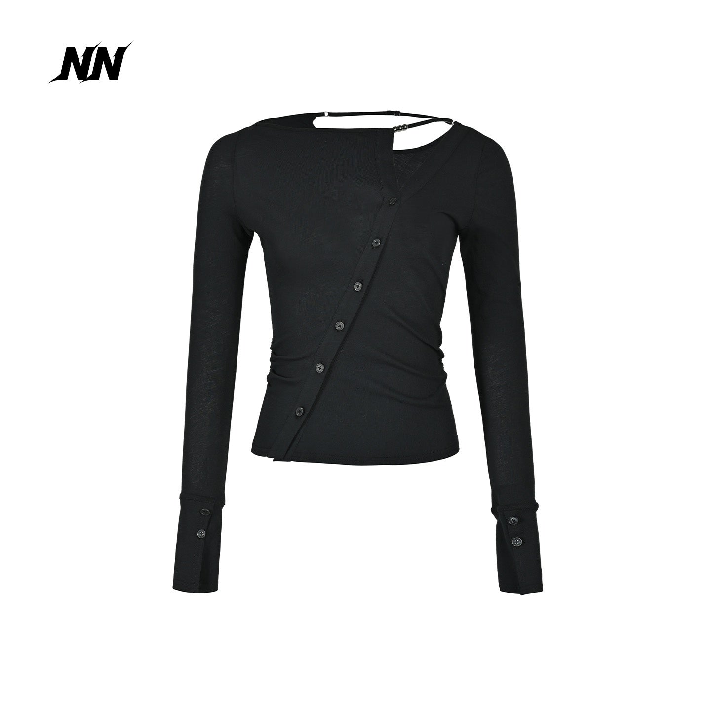 NORTH_NODE_Cropped_Asymmetric_Placket_Button_Women&