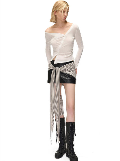 NORTH NODE Cropped Asymmetric Placket Button Women&