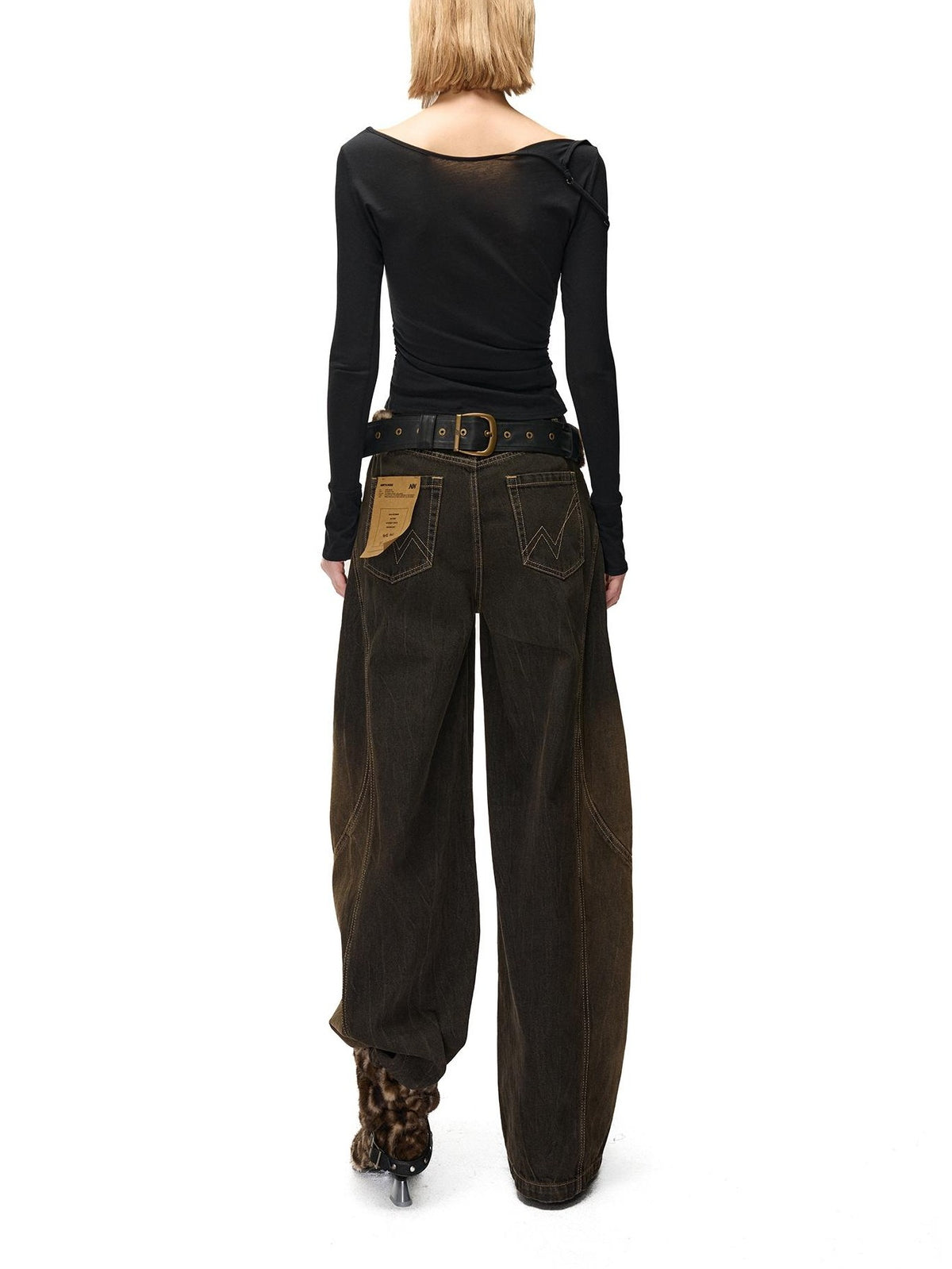 NORTH NODE Cropped Asymmetric Placket Button Women&