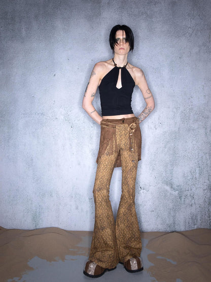 NORTH NODE Cropped Beaded Cutout Slim Fit Women&