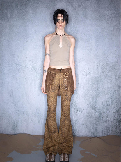 NORTH NODE Cropped Beaded Cutout Slim Fit Women&