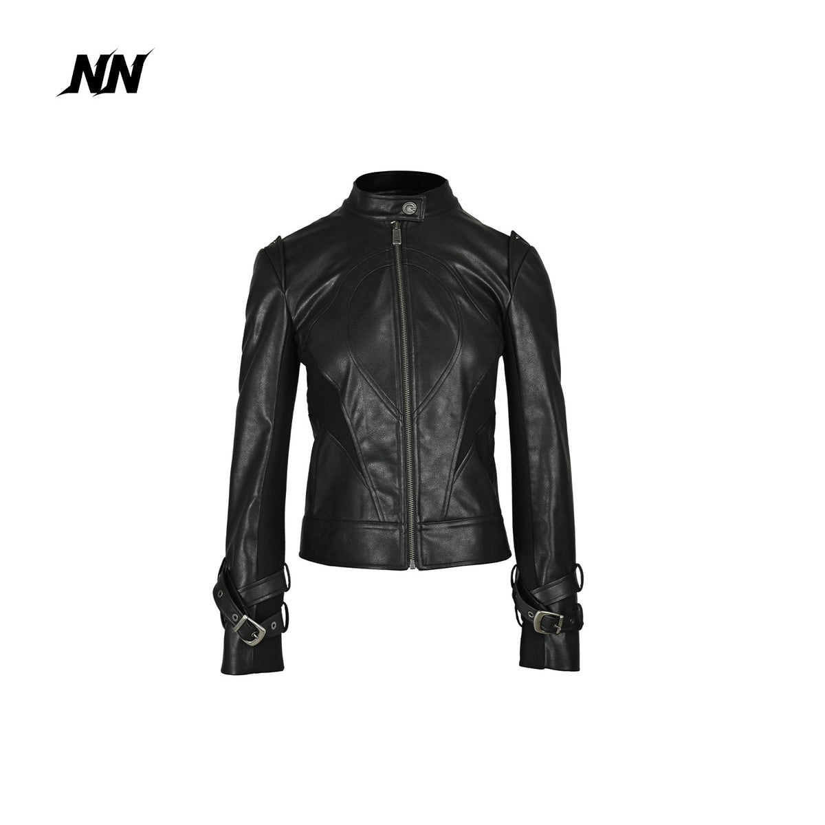 NORTH_NODE_Cropped_Embroidered_Panelled_Slim_Fit_Pu_Women&