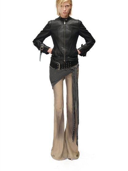 NORTH NODE Cropped Embroidered Panelled Slim Fit Pu Women&