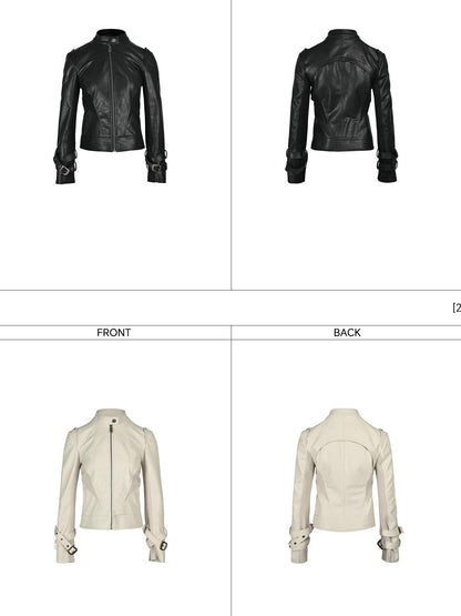 NORTH NODE Cropped Embroidered Panelled Slim Fit Pu Women&