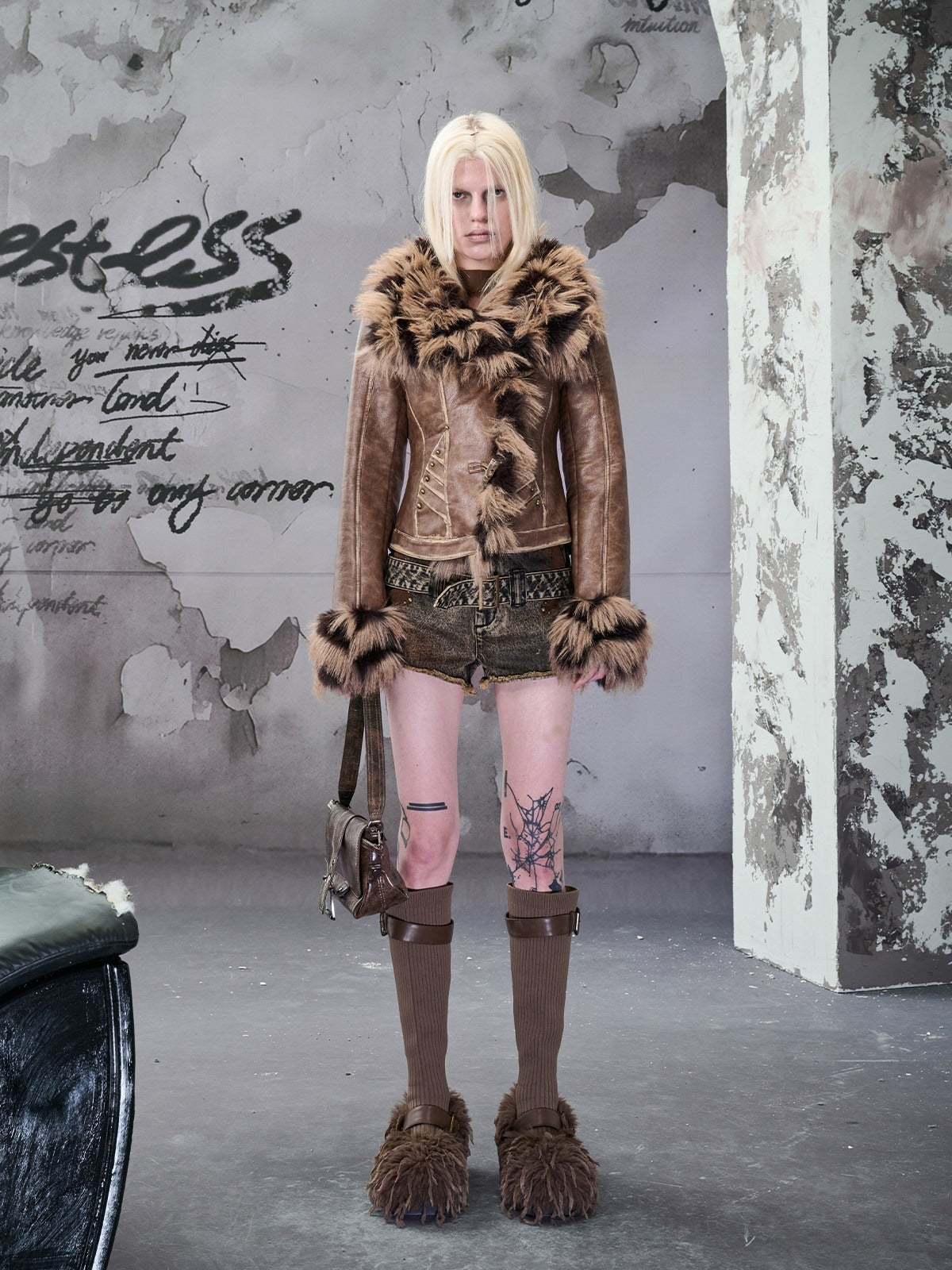 NORTH_NODE_Cropped_Faux_Fur_Collar_Paneling_Distressed_Waisted_Women&