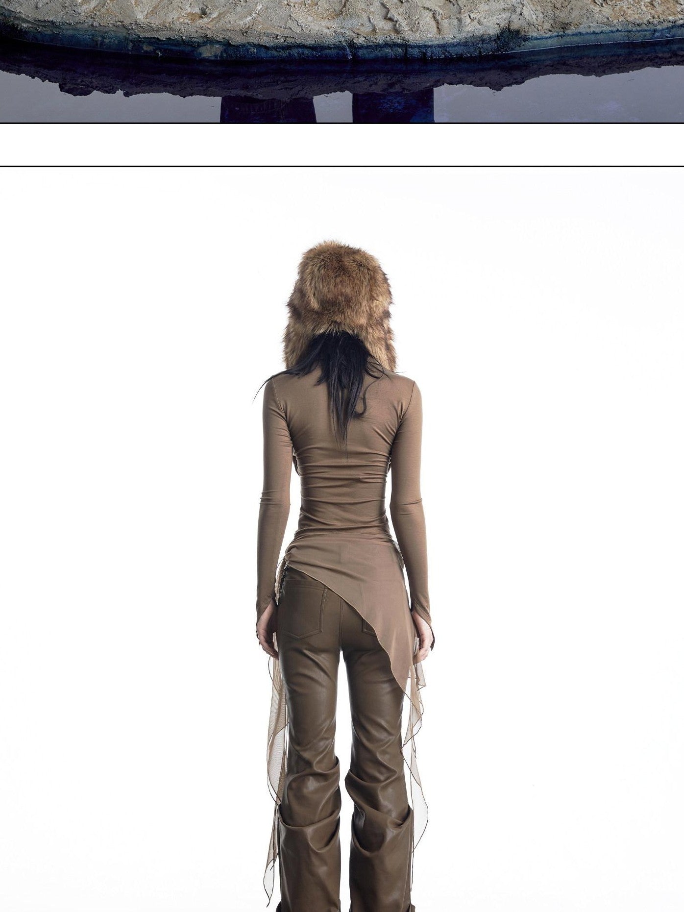 NORTH NODE Cropped Faux Two Piece Drape Neck Women&
