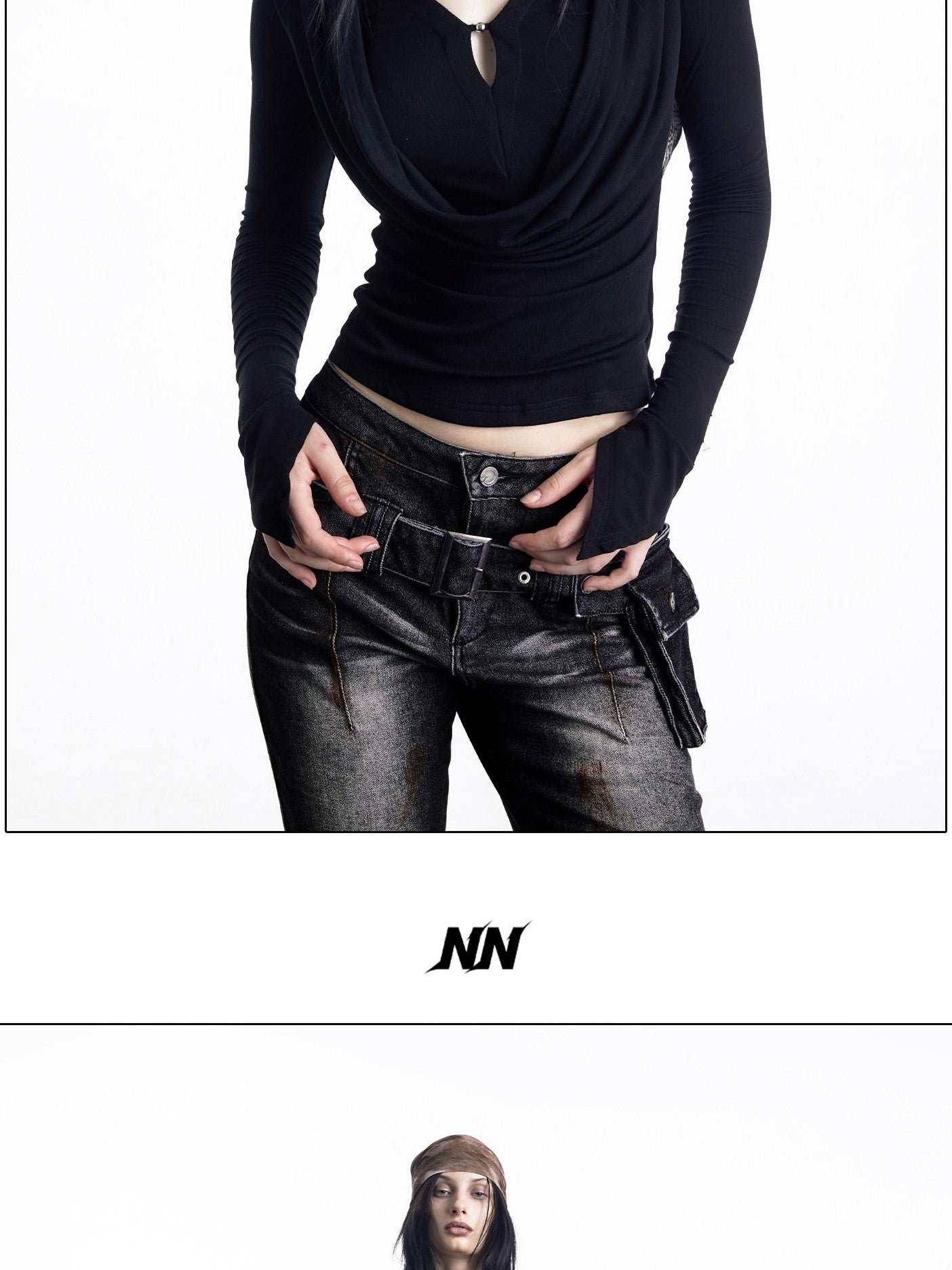 NORTH NODE Cropped Faux Two Piece Drape Neck Women&