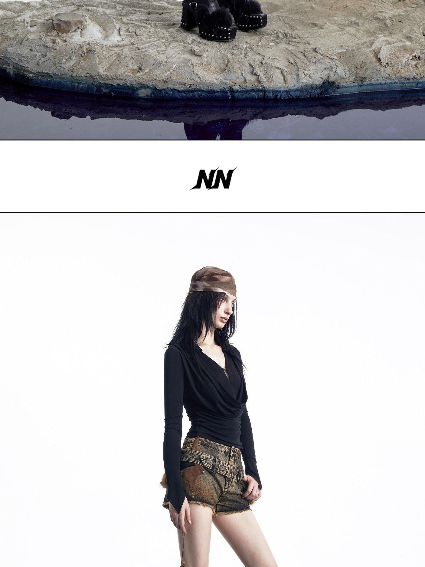 NORTH NODE Cropped Faux Two Piece Drape Neck Women&