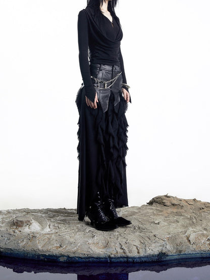 NORTH NODE Cropped Faux Two Piece Drape Neck Women&
