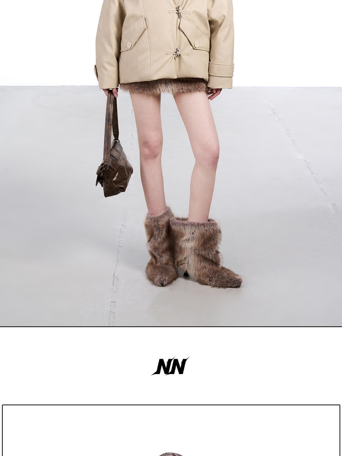 NORTH NODE Cropped Large Lapel Single Row 90 White Duck Down Women&