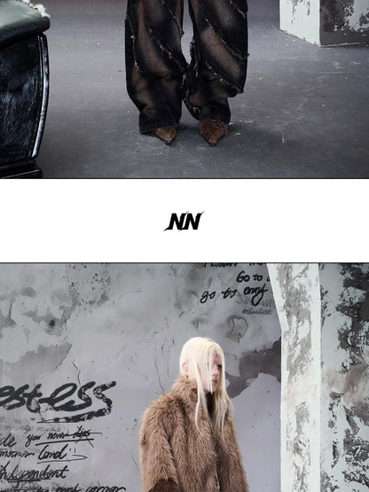 NORTH NODE Cropped Patchwork Colorblock Punk Turn Collar Women&