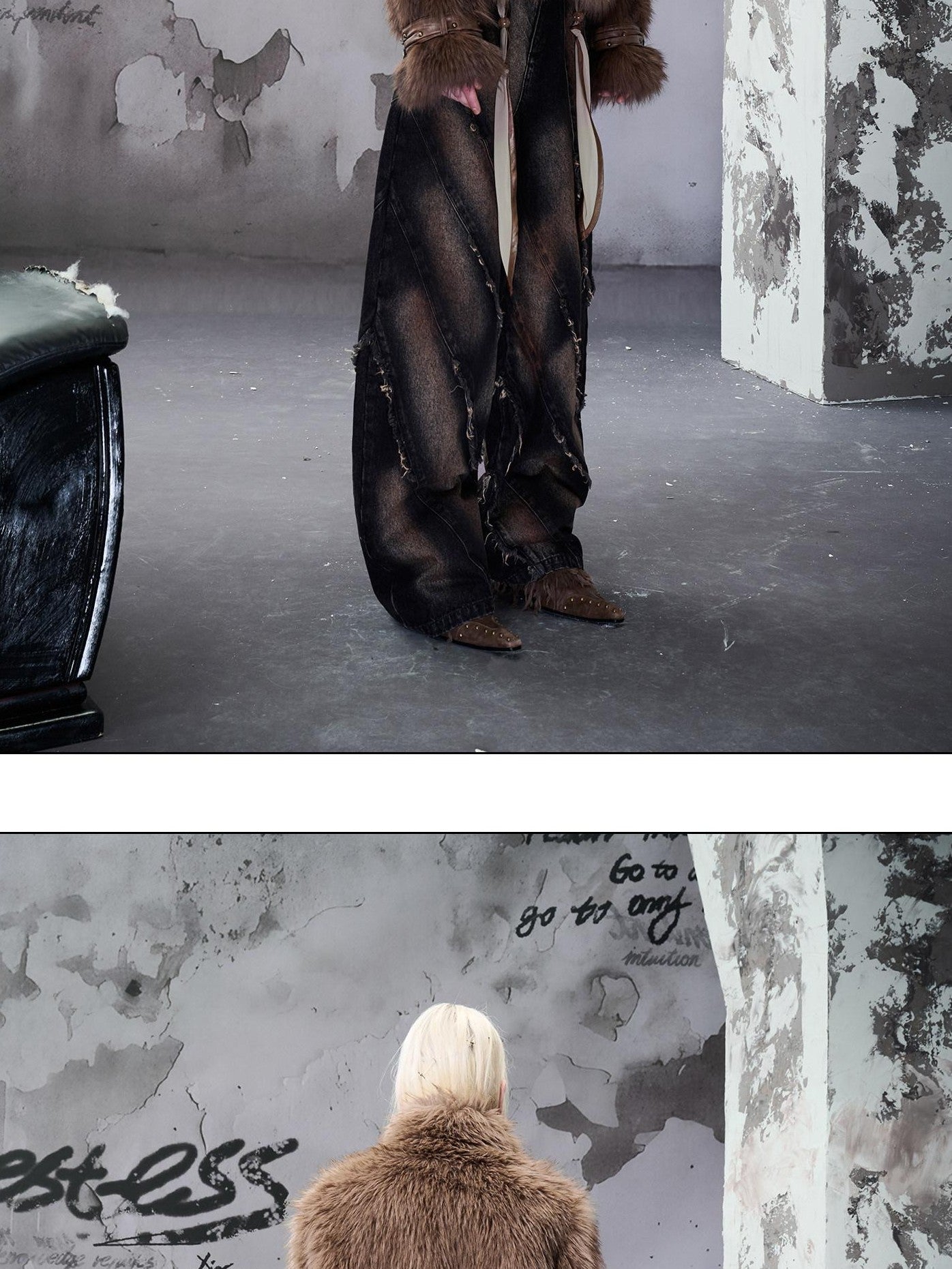 NORTH NODE Cropped Patchwork Colorblock Punk Turn Collar Women&