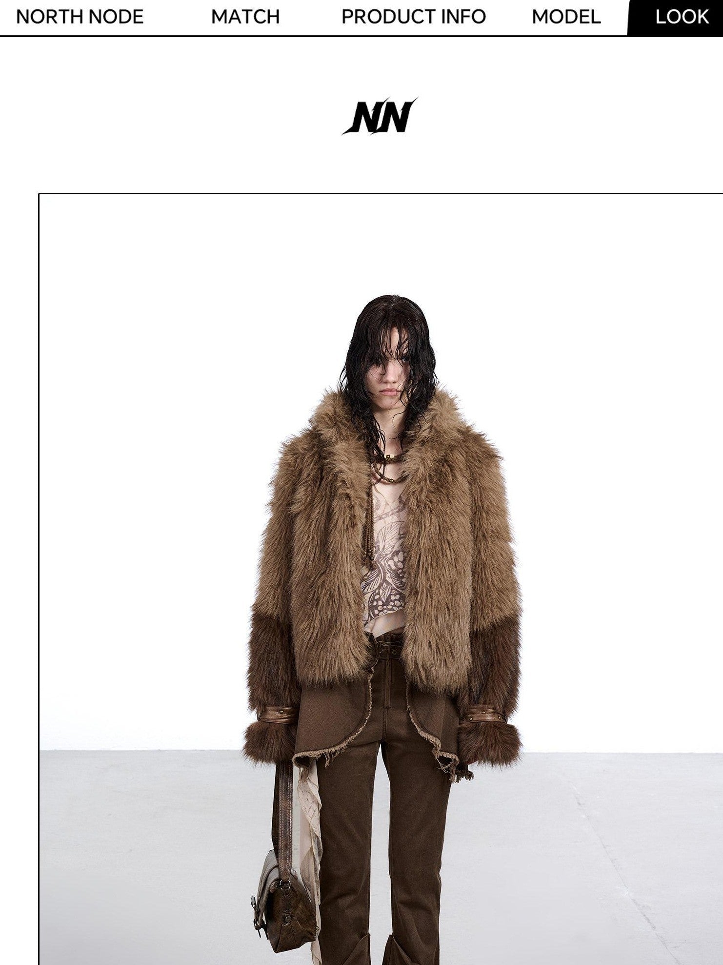 NORTH NODE Cropped Patchwork Colorblock Punk Turn Collar Women&