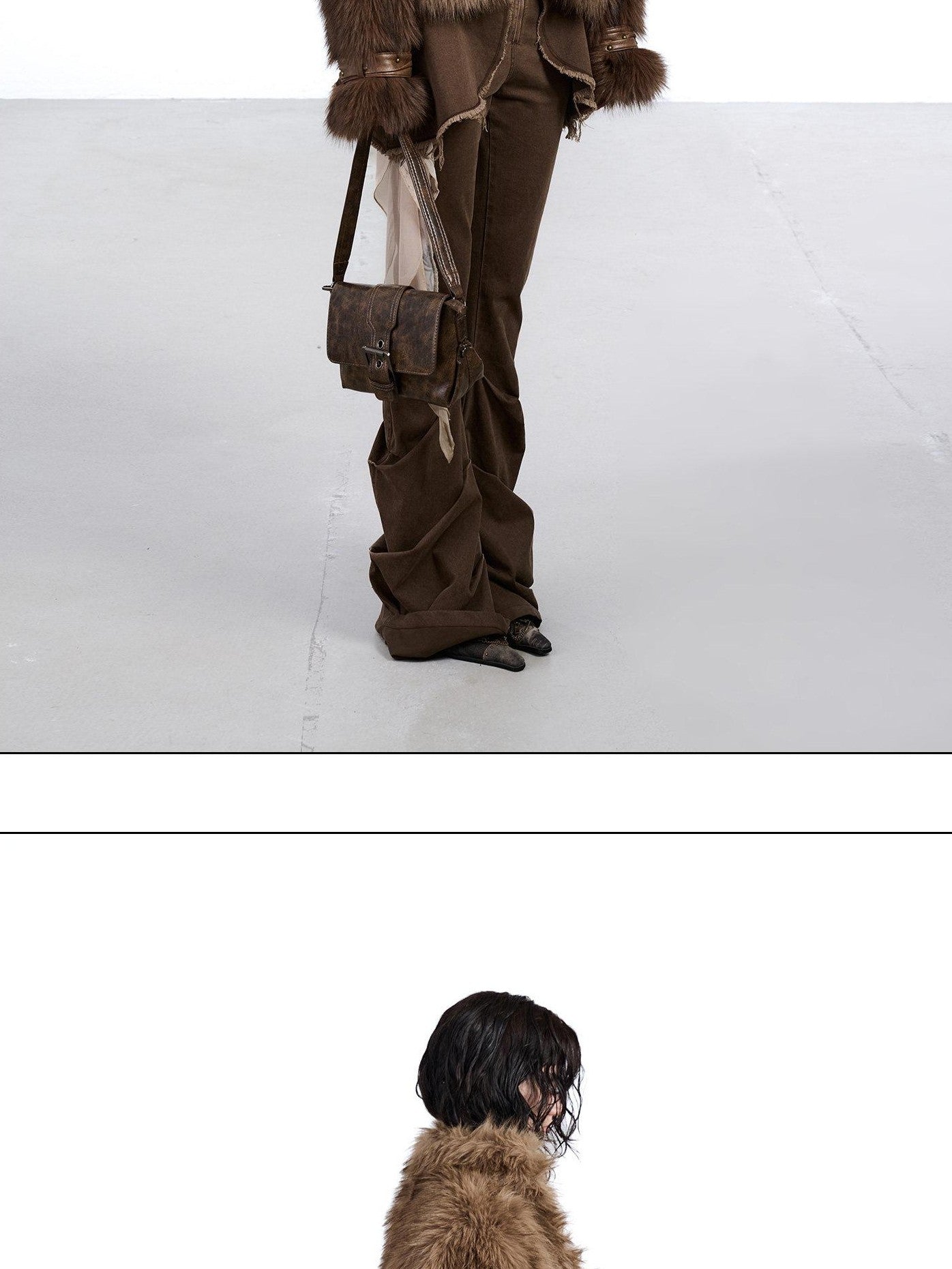 NORTH NODE Cropped Patchwork Colorblock Punk Turn Collar Women&