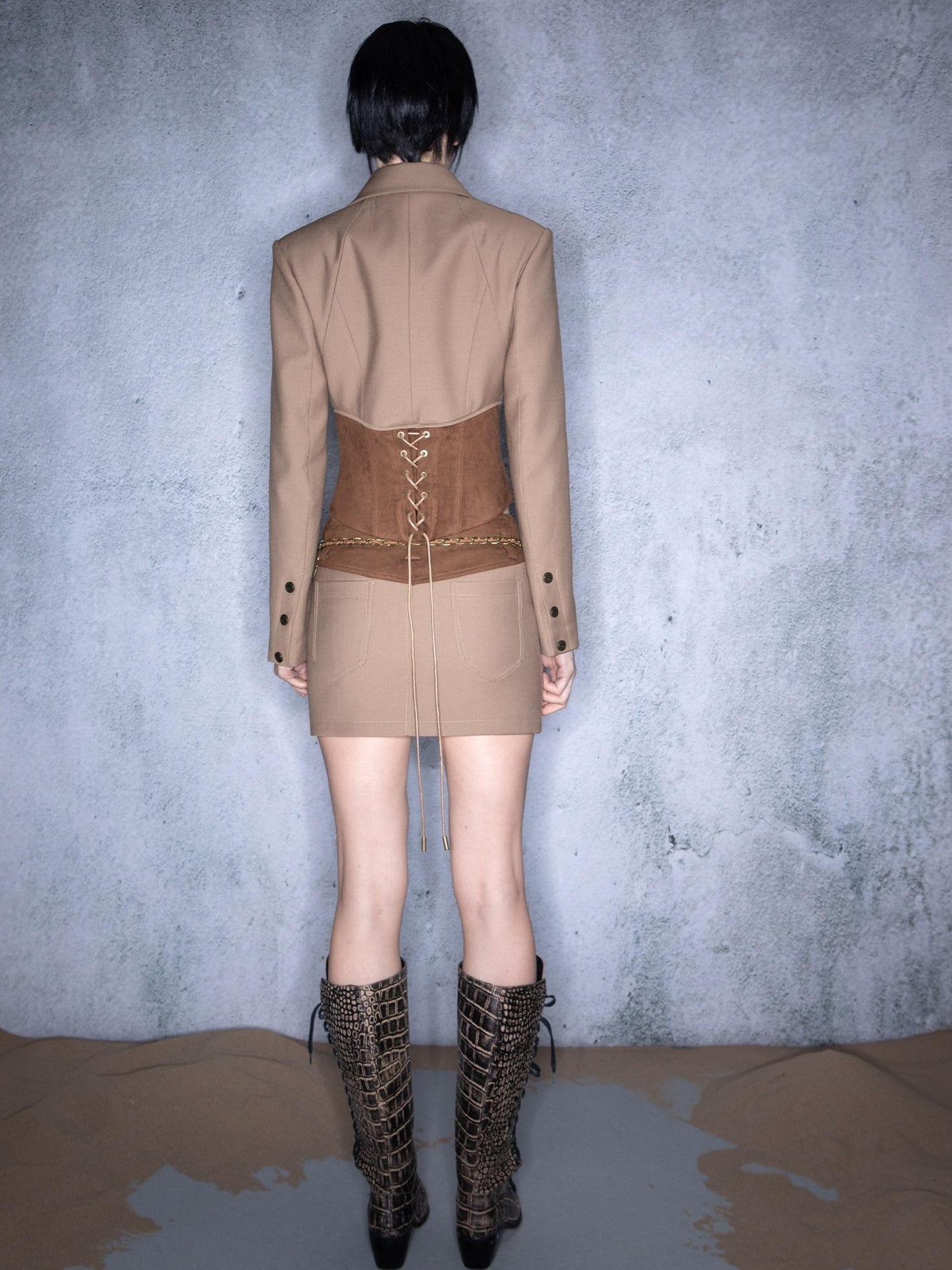 NORTH NODE Cropped Patchwork Studded Women&