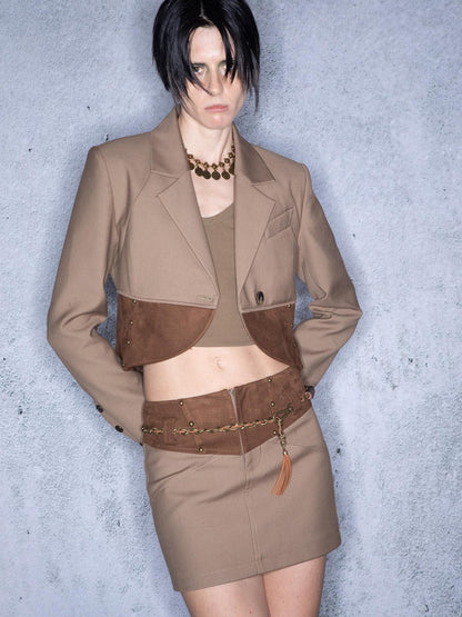 NORTH NODE Cropped Patchwork Studded Women&
