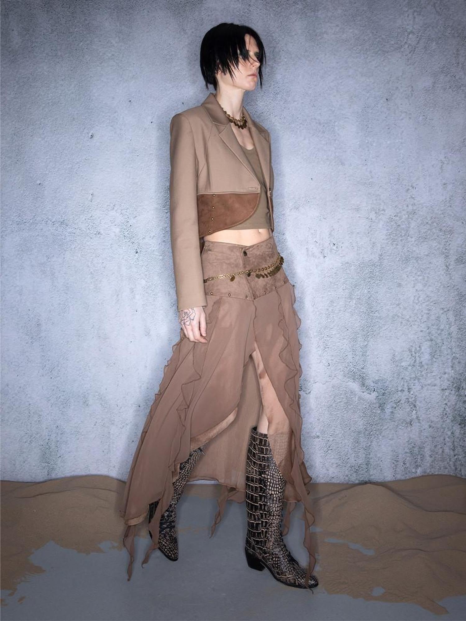 NORTH NODE Cropped Patchwork Studded Women&