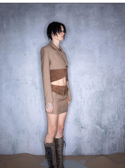 NORTH NODE Cropped Patchwork Studded Women&