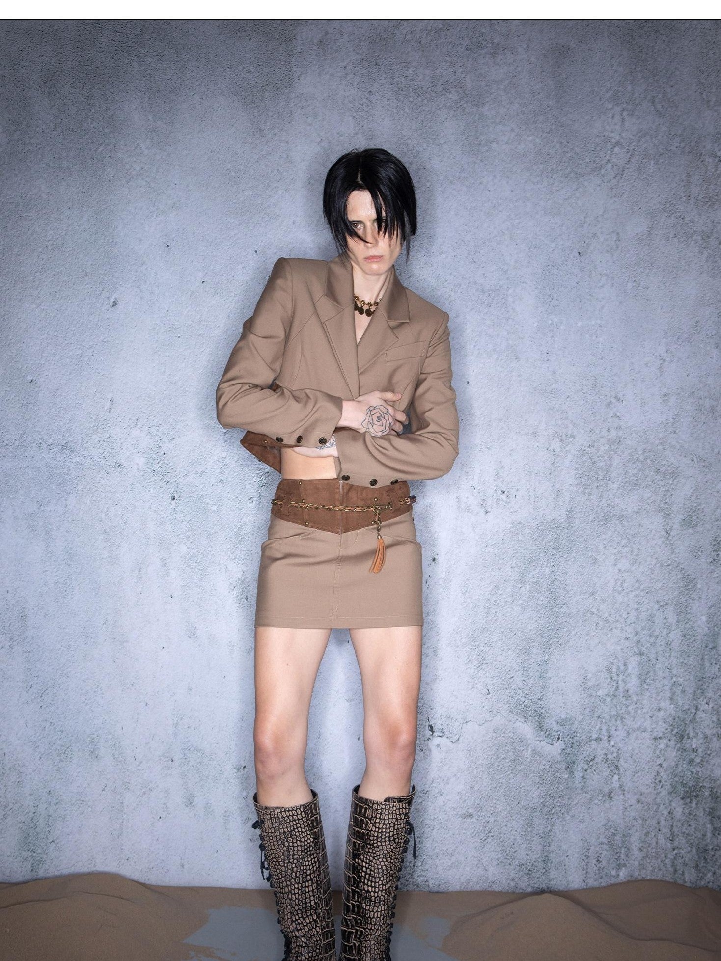 NORTH NODE Cropped Patchwork Studded Women&