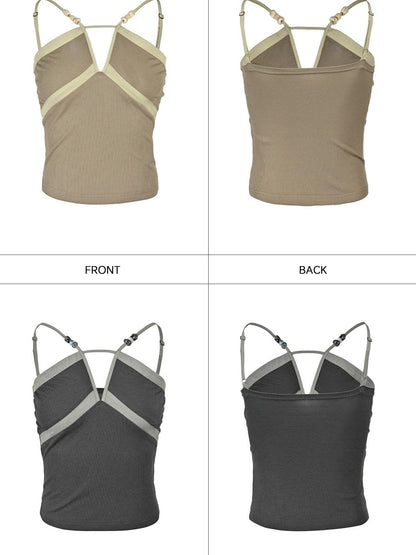 NORTH NODE Cropped Slim Fit Patchwork Cutout Beaded Women&