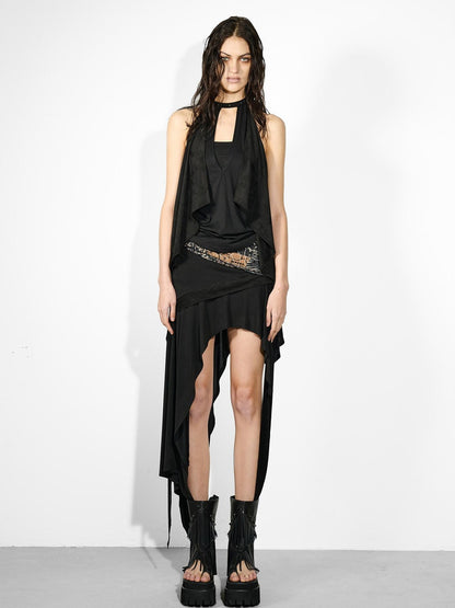 NORTH NODE Cropped Spliced Faux Two Piece Deep V Women&