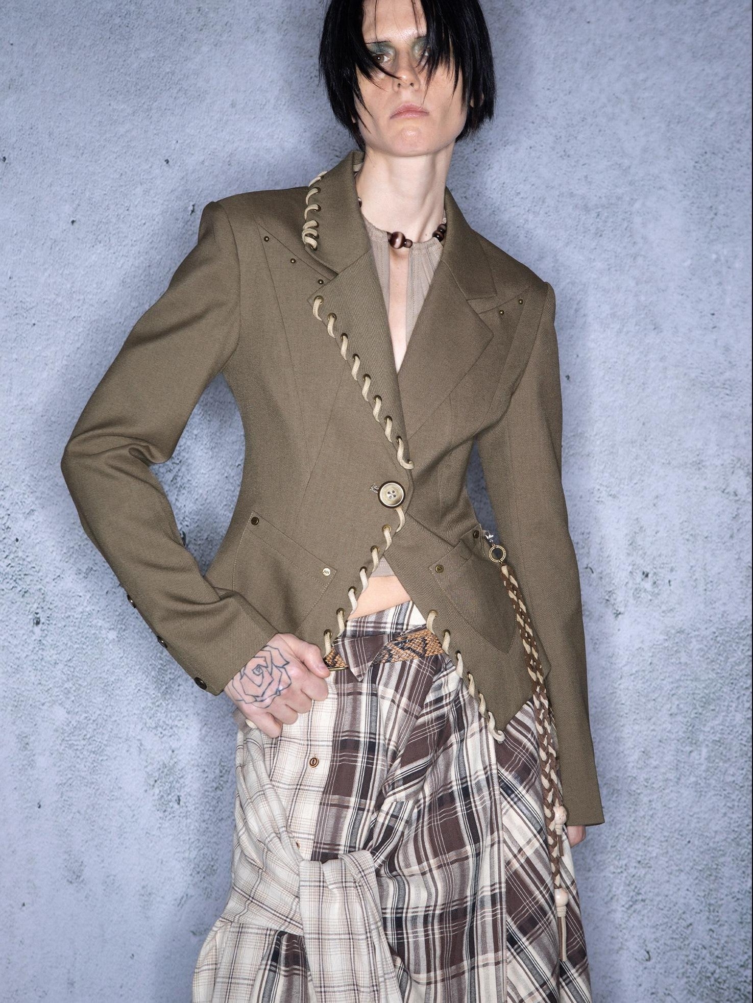 NORTH NODE Cropped Tailored Lace Up Nomadic Fitted Short Women&