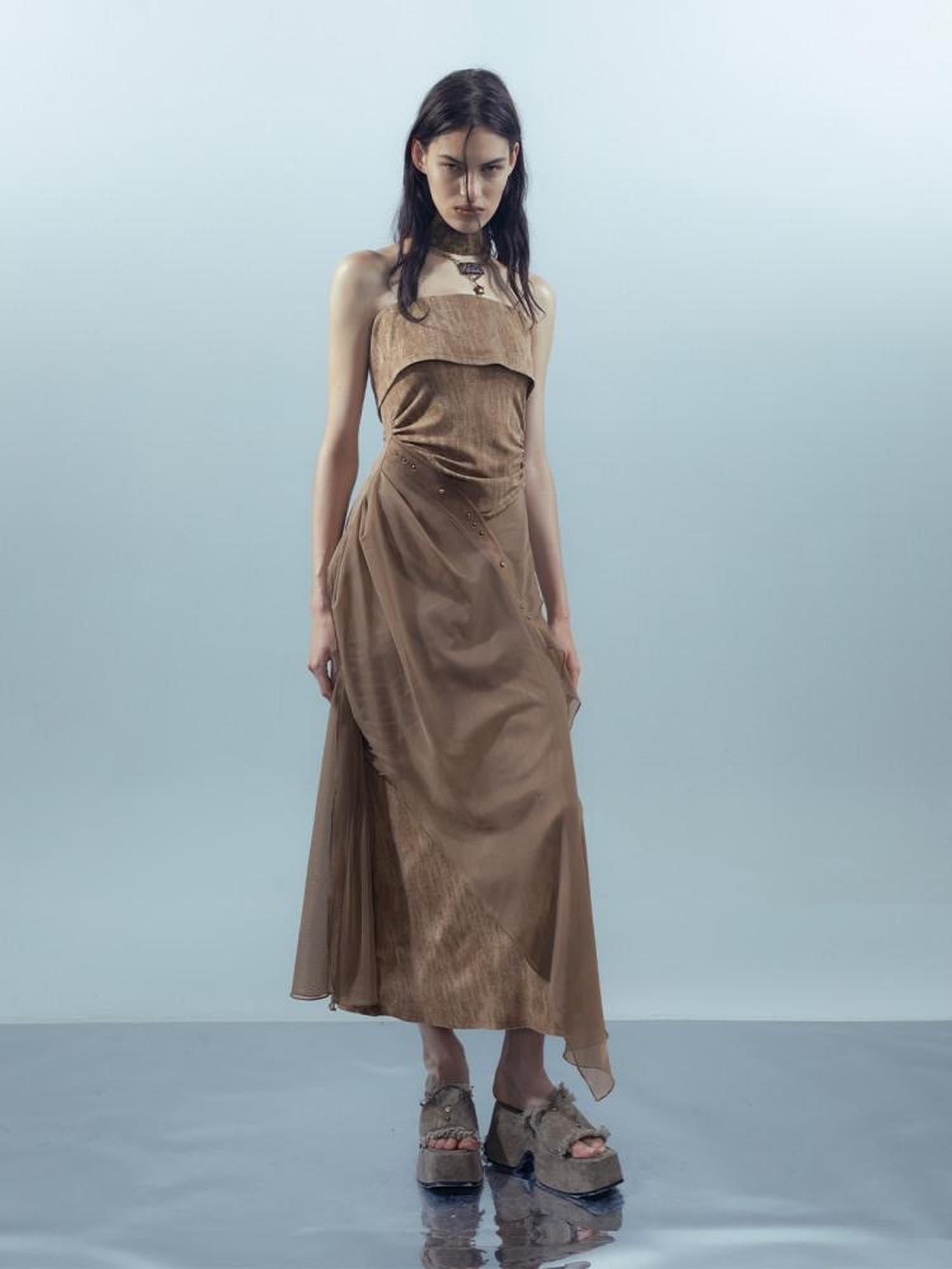 NORTH NODE Crown Mesh Spliced Bustier Knit Women&
