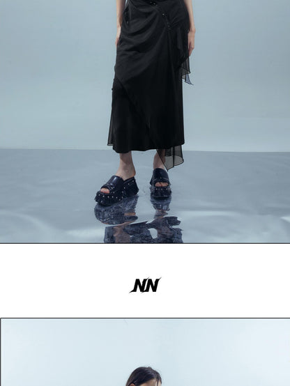 NORTH NODE Crown Mesh Spliced Bustier Knit Women&