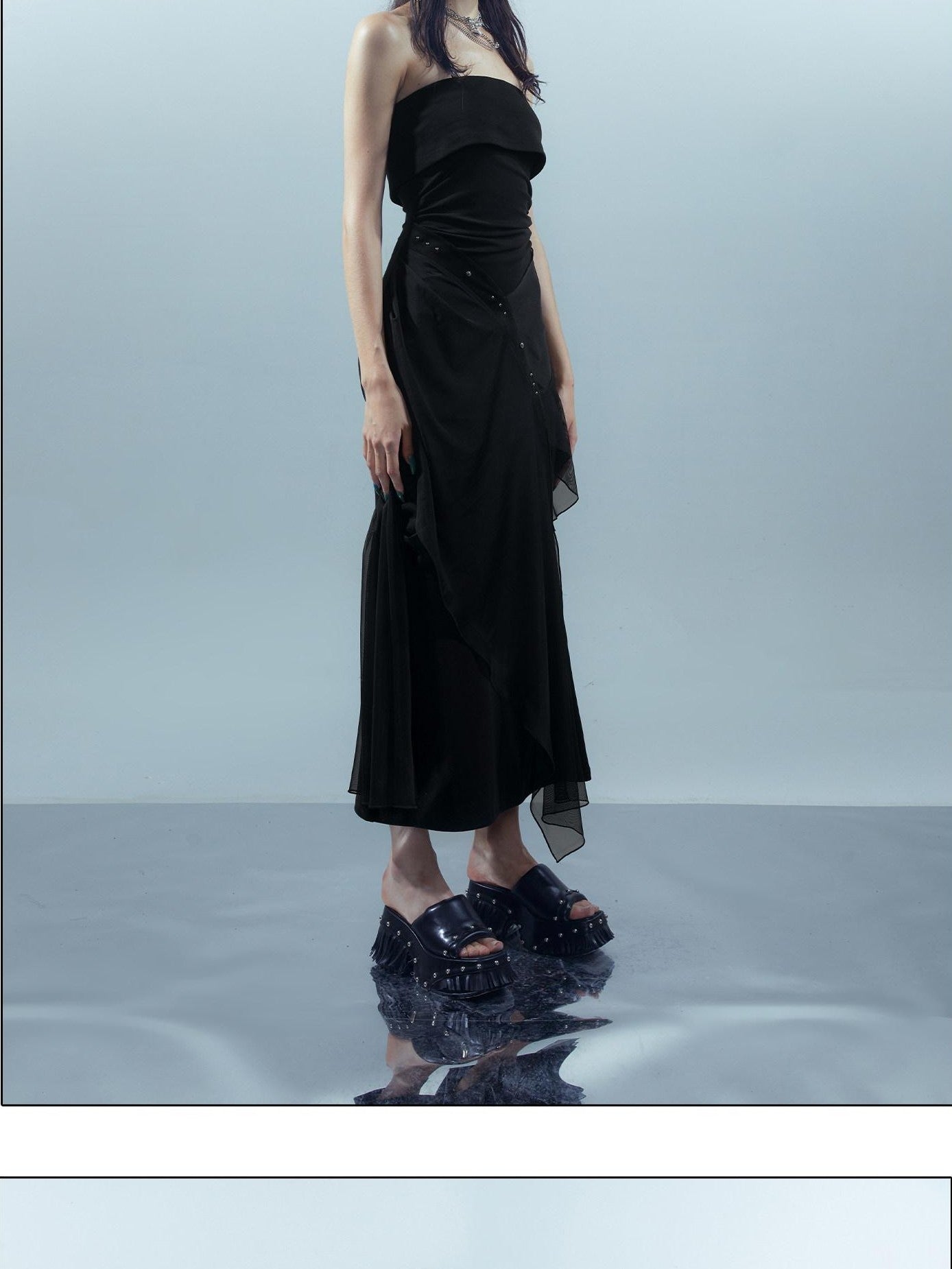 NORTH NODE Crown Mesh Spliced Bustier Knit Women&