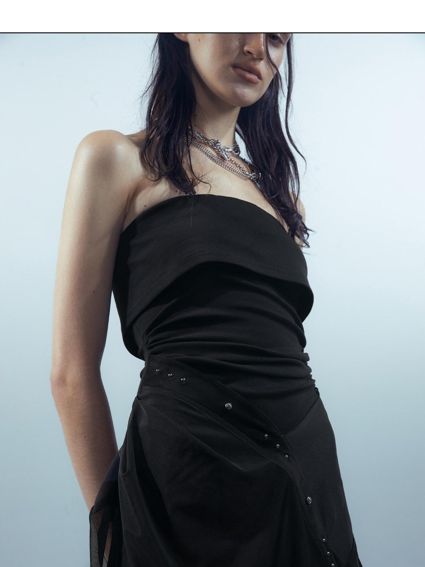 NORTH NODE Crown Mesh Spliced Bustier Knit Women&
