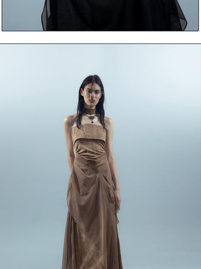 NORTH NODE Crown Mesh Spliced Bustier Knit Women&