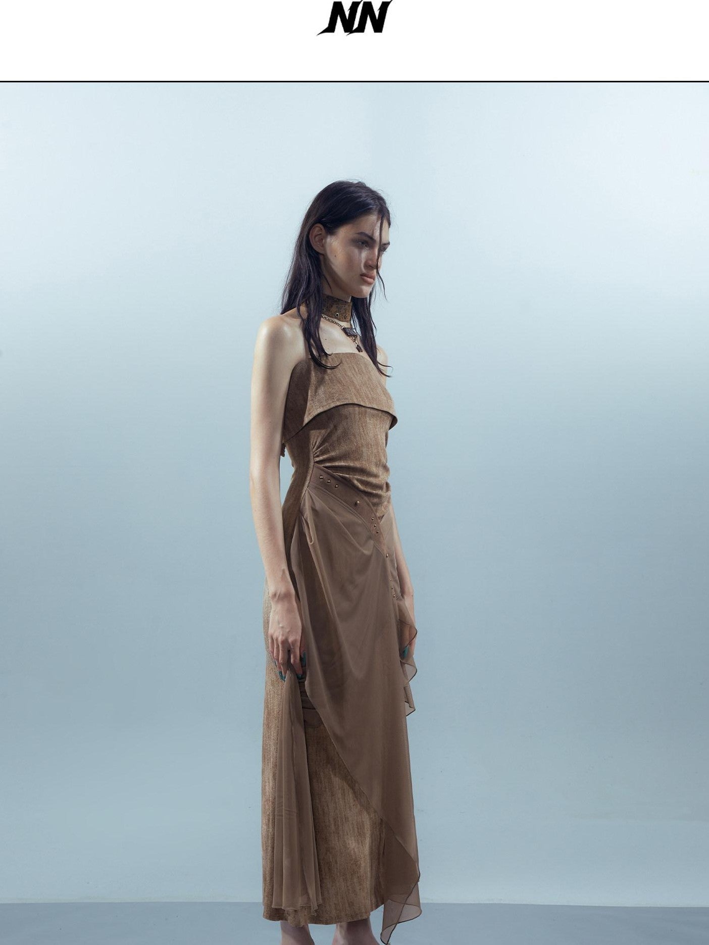 NORTH NODE Crown Mesh Spliced Bustier Knit Women&